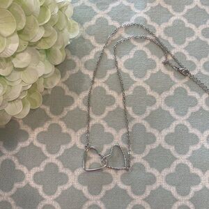 Interlocked Heart Silver Tone Necklace